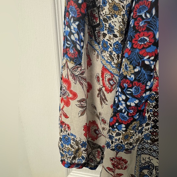 Fig and Flower women's sheer patchwork floral print blouse, size L Boho - Picture 3 of 5